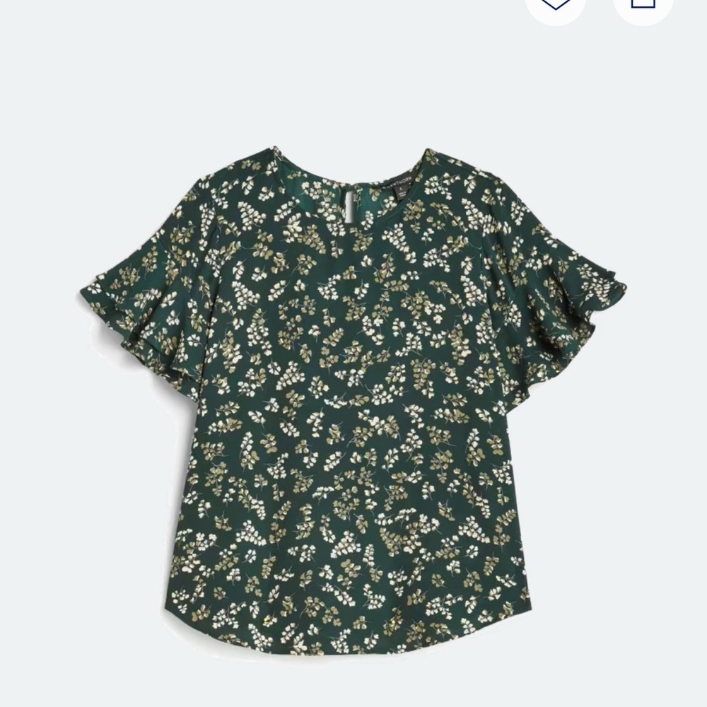 41 Hawthorn Green Ruffled Cap Sleeve Blouse